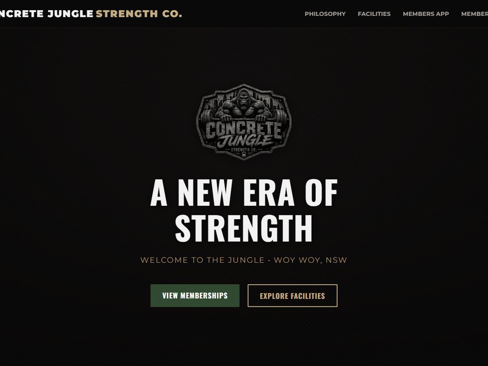 Concrete Jungle Strength Co gym website homepage