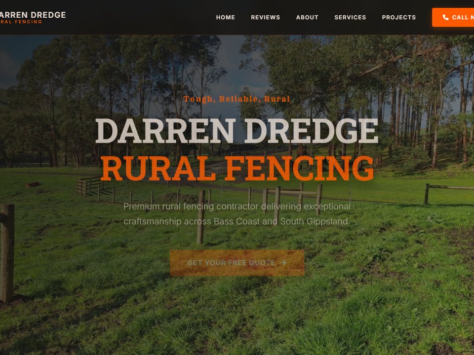 Darren Dredge Rural Fencing website homepage