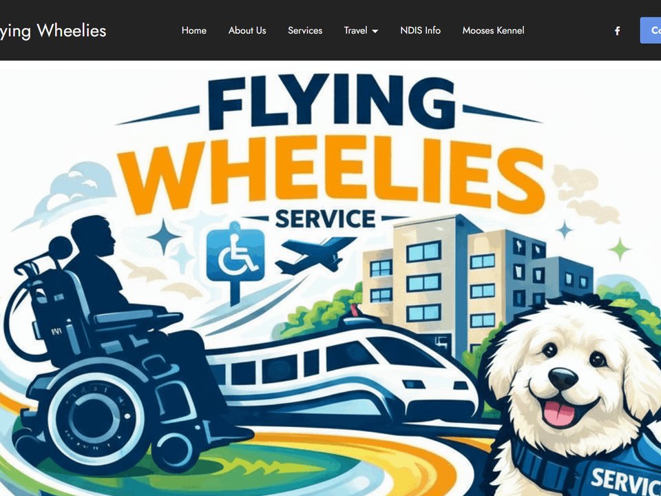 Flying Wheelies NDIS travel service website homepage