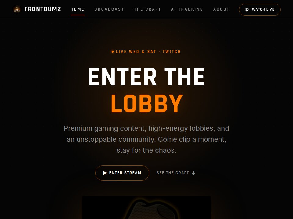 Frontbumz custom brand website homepage