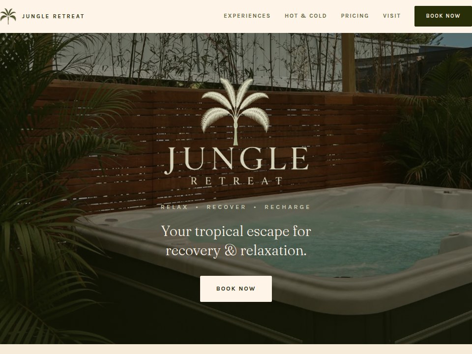The Jungle Retreat recovery and relaxation website homepage