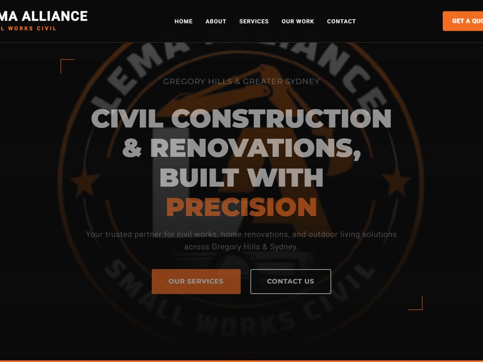 Lema Alliance civil construction website homepage