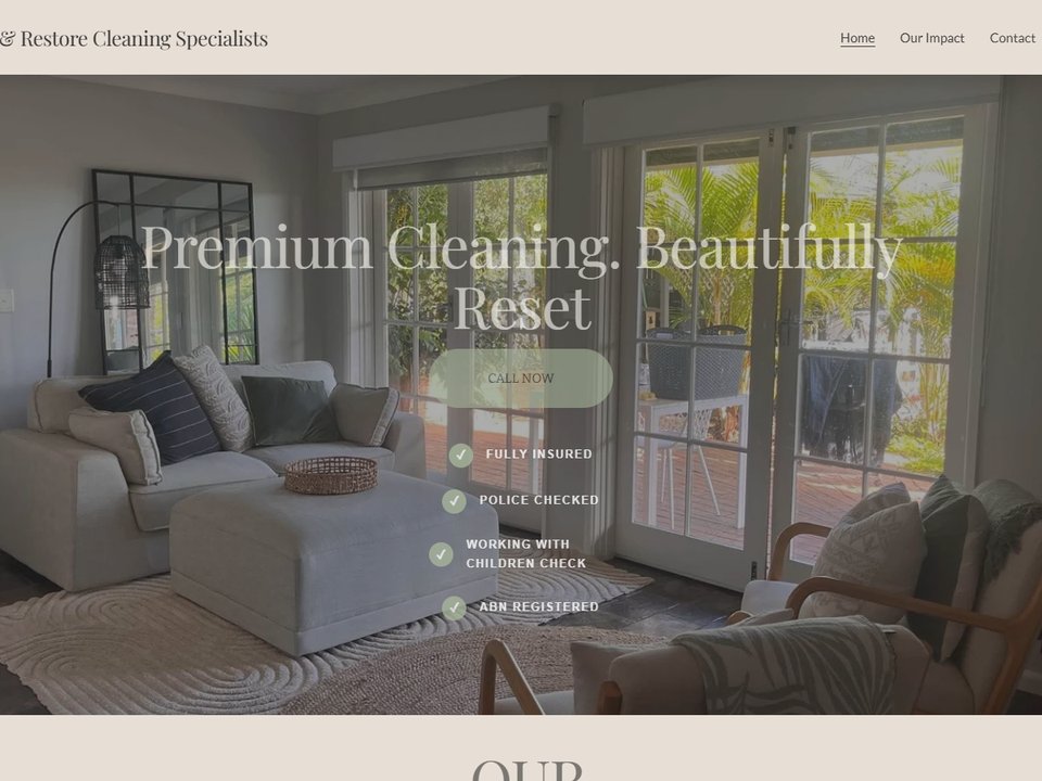 Reset & Restore Cleaning Specialists website homepage